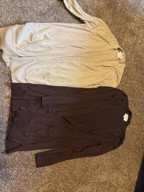 Boutique beige & Dark Brown Open Front Cardigans  lightweight